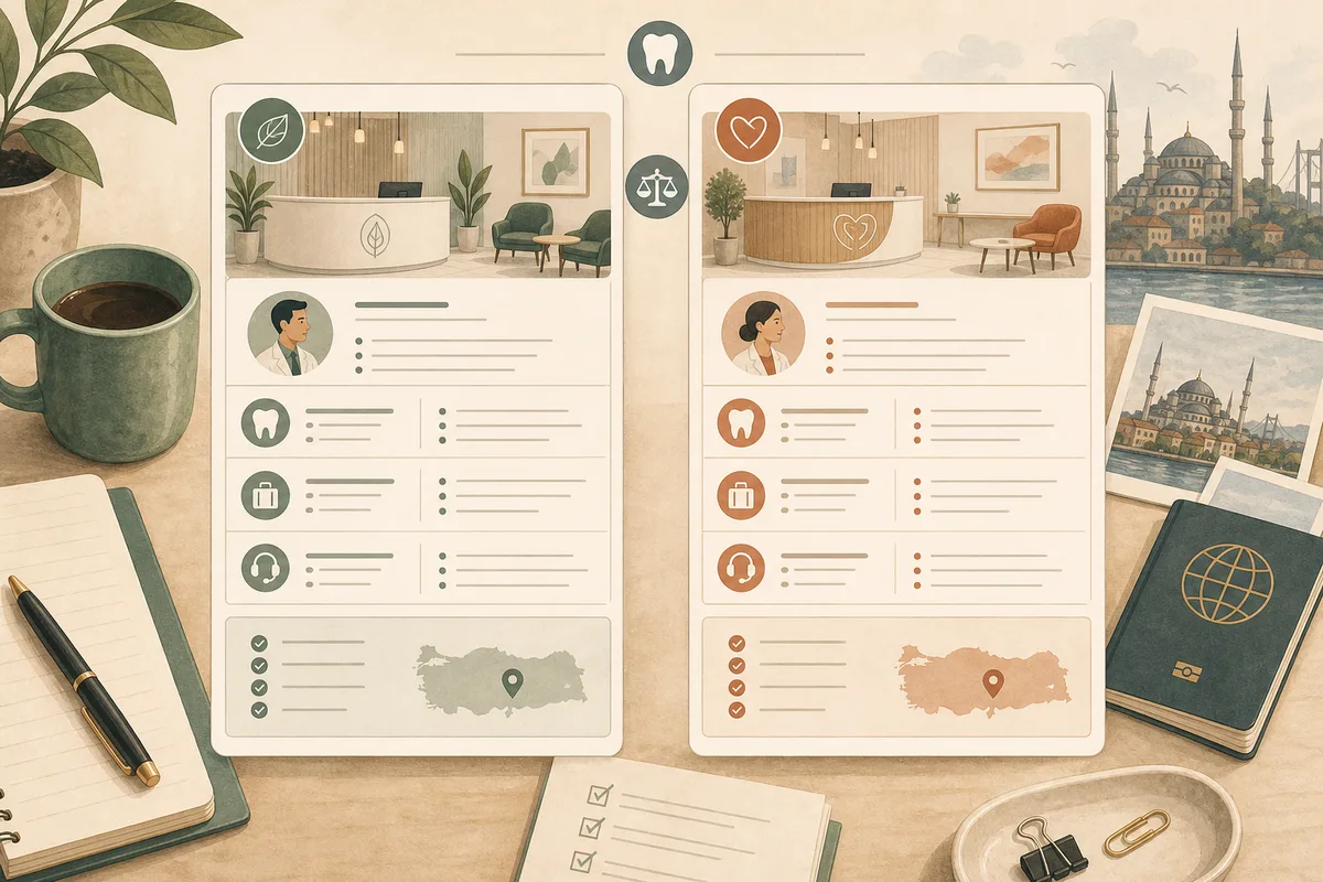 Illustration of comparing dental clinics in Turkey using structured information.